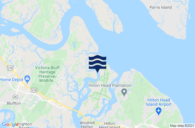 Mappa delle Getijden in Pinckney Island Mackay Creek Chechessee River, United States