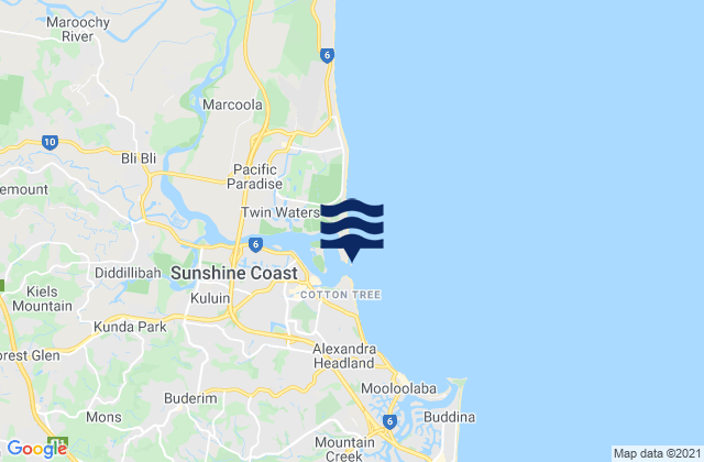 Mappa delle Getijden in Pincushion Island, Australia