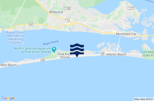 Mappa delle Getijden in Pine Knoll Shores, United States
