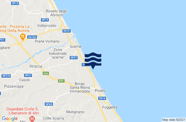 Mappa delle Getijden in Pineto Beach, Italy