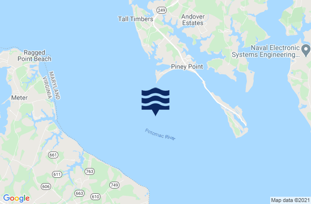 Mappa delle Getijden in Piney Point 1.1 n.mi. south of, United States