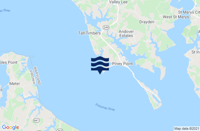 Mappa delle Getijden in Piney Point Md, United States