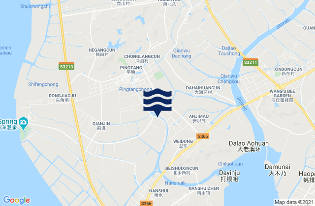 Mappa delle Getijden in Pingsha, China