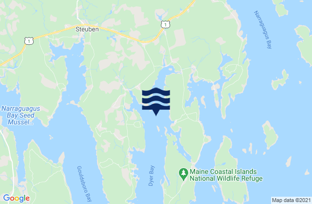 Mappa delle Getijden in Pinkham Bay, United States