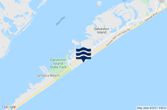 Mappa delle Getijden in Pirates Beach, United States