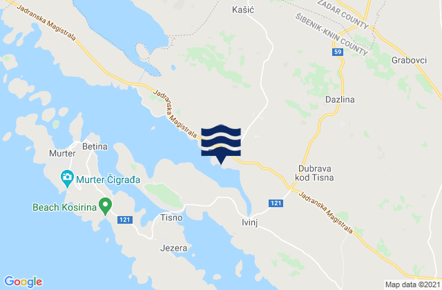 Mappa delle Getijden in Pirovac, Croatia