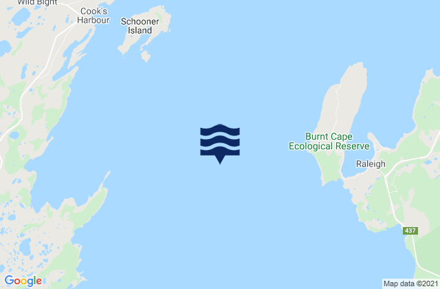 Mappa delle Getijden in Pistolet Bay, Canada