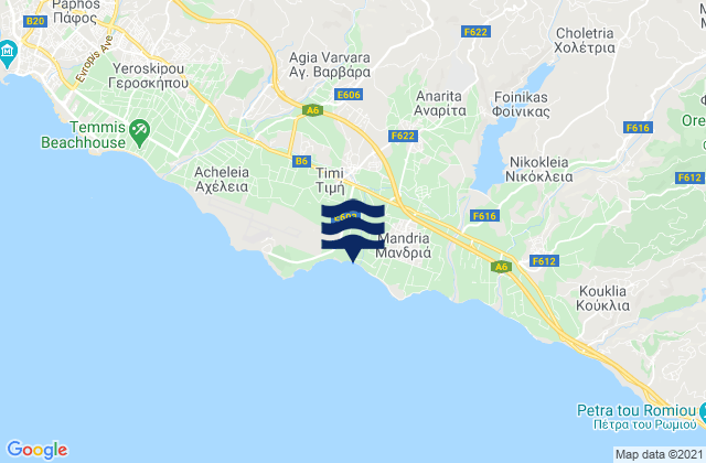 Mappa delle Getijden in Pitargoú, Cyprus