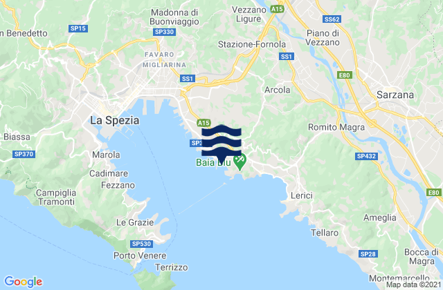 Mappa delle Getijden in Pitelli, Italy