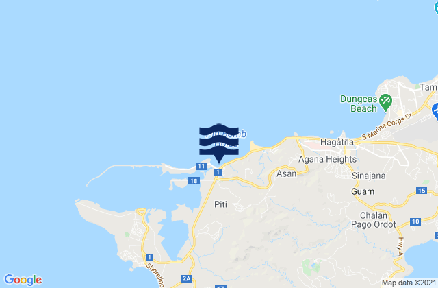 Mappa delle Getijden in Piti Municipality, Guam