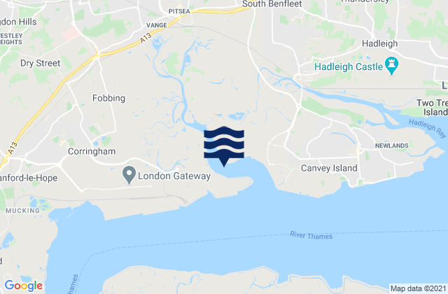 Mappa delle Getijden in Pitsea, United Kingdom