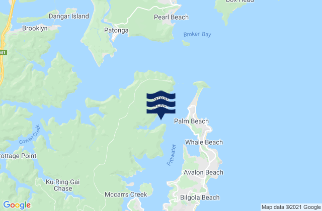Mappa delle Getijden in Pittwater, Australia