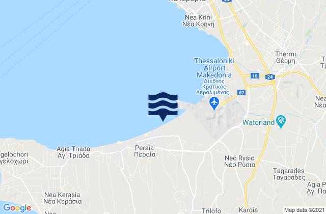 Mappa delle Getijden in Plagiári, Greece