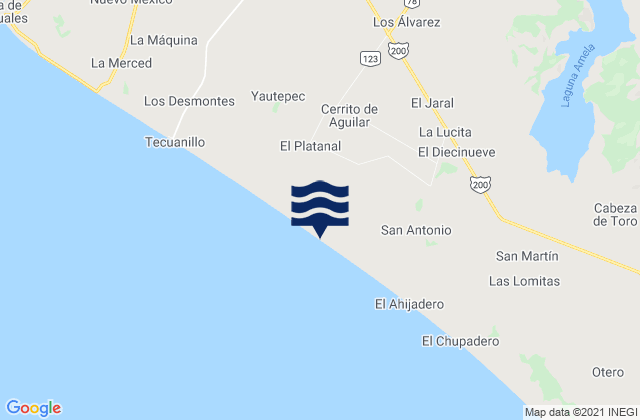 Mappa delle Getijden in Platanitos, Mexico