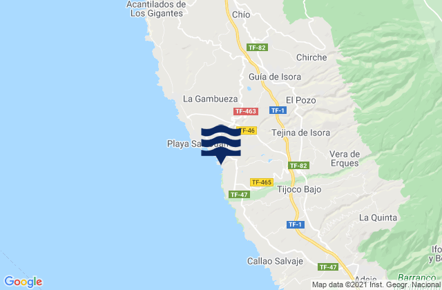 Mappa delle Getijden in Playa Abama, Spain