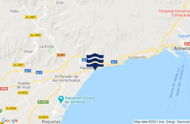 Mappa delle Getijden in Playa Aguadulce, Spain