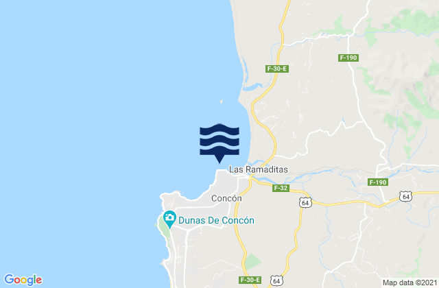 Mappa delle Getijden in Playa Amarilla, Chile