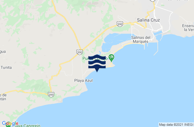 Mappa delle Getijden in Playa Azul, Mexico