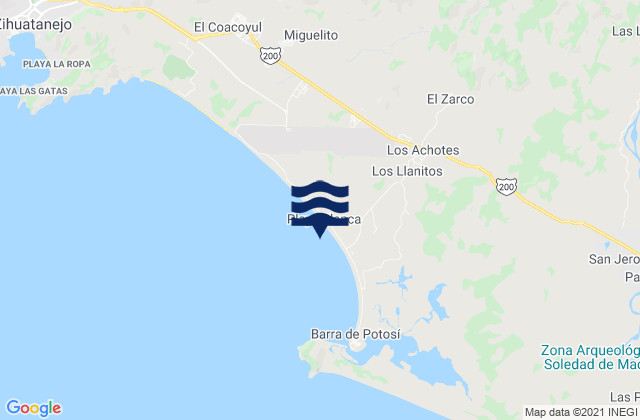 Mappa delle Getijden in Playa Blanca, Mexico