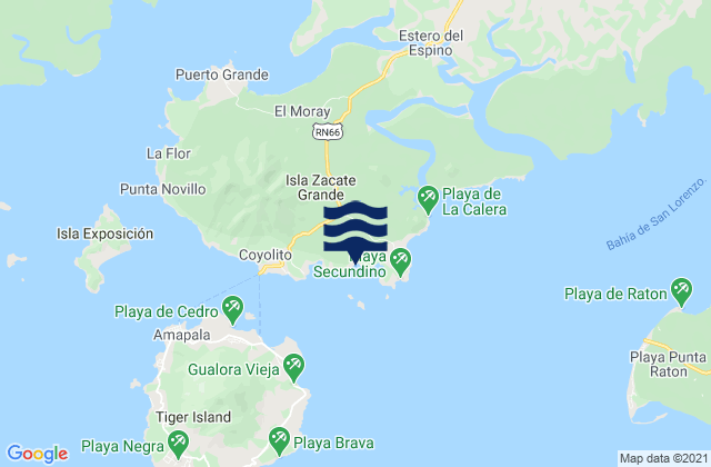 Mappa delle Getijden in Playa Blanca, Honduras