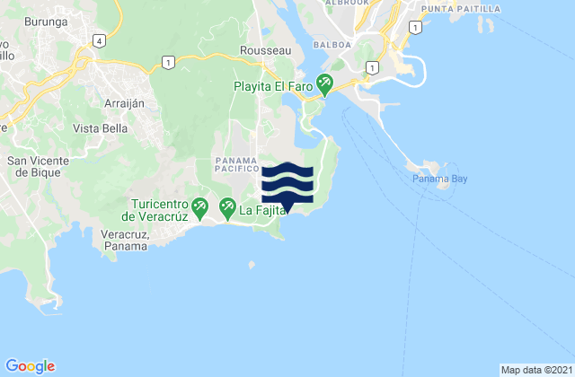 Mappa delle Getijden in Playa Bonita, Panama