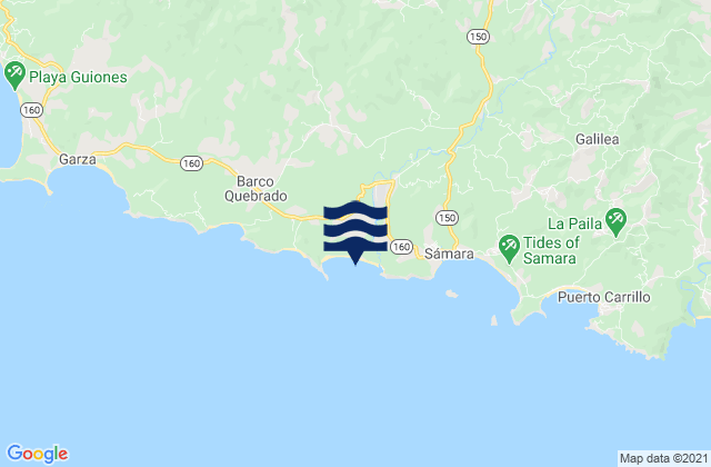 Mappa delle Getijden in Playa Buena Vista, Costa Rica
