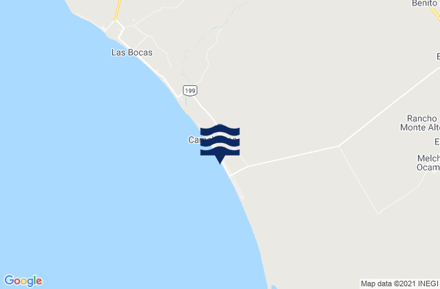 Mappa delle Getijden in Playa Camahuiroa, Mexico