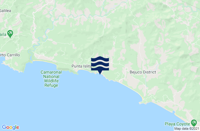 Mappa delle Getijden in Playa Corozalito, Costa Rica