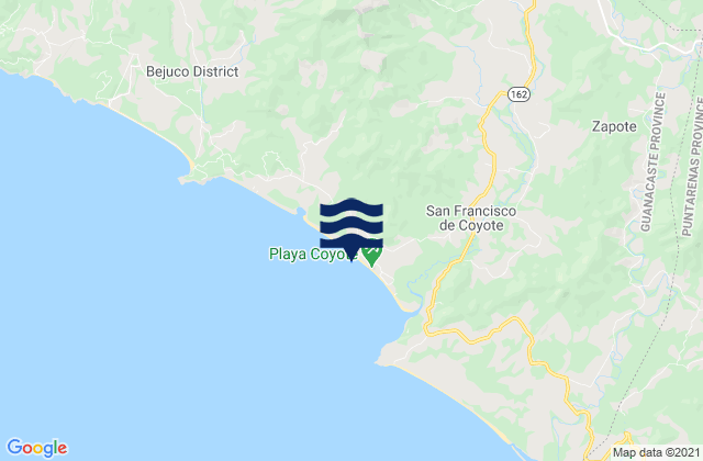 Mappa delle Getijden in Playa Coyote, Costa Rica