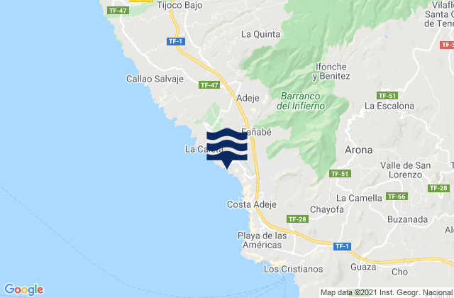 Mappa delle Getijden in Playa El Duque, Spain