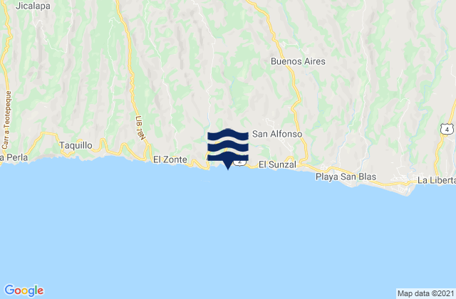 Mappa delle Getijden in Playa El Palmarcito, El Salvador