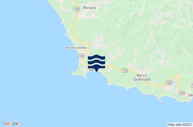 Mappa delle Getijden in Playa Garza, Costa Rica