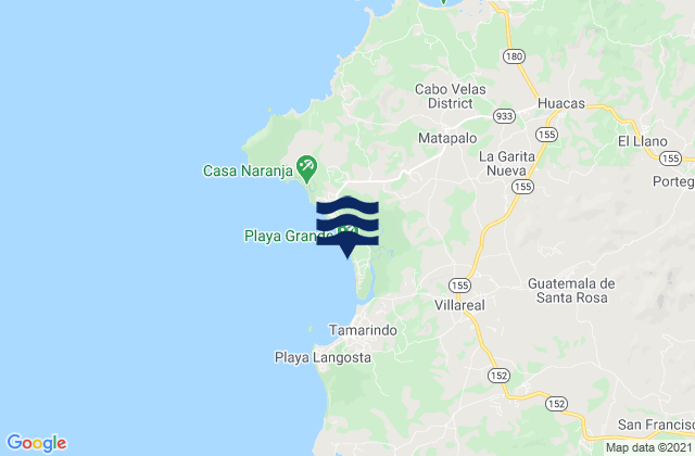 Mappa delle Getijden in Playa Grande - Guanacaste, Costa Rica