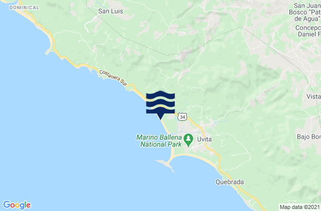 Mappa delle Getijden in Playa Hermosa, Costa Rica