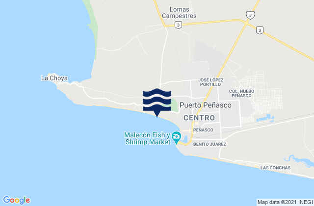 Mappa delle Getijden in Playa Hermosa, Mexico