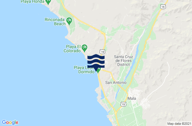 Mappa delle Getijden in Playa León Dormido, Peru