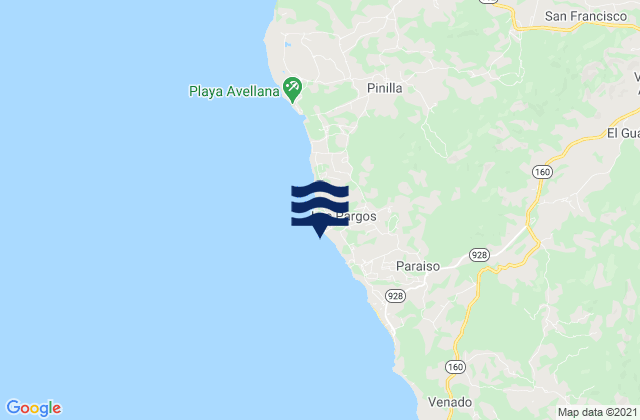 Mappa delle Getijden in Playa Negra - Guanacaste, Costa Rica