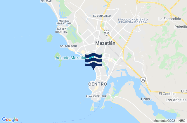 Mappa delle Getijden in Playa Norte, Mexico