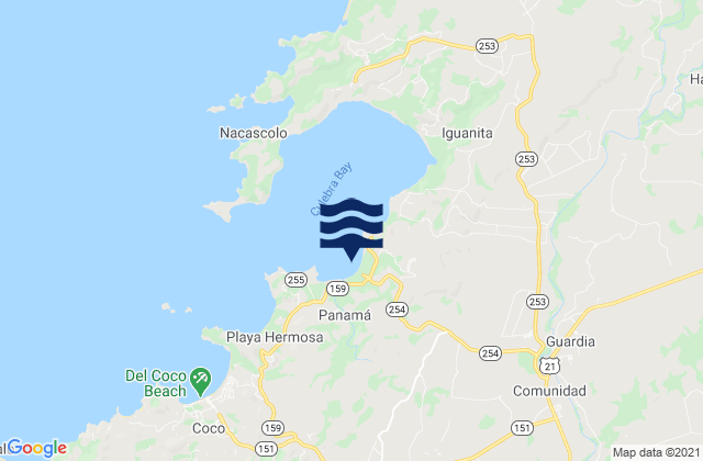 Mappa delle Getijden in Playa Panama, Costa Rica