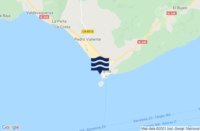 Mappa delle Getijden in Playa Santa Catalina, Spain