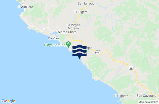 Mappa delle Getijden in Playa Santana (Playa Jiquelite), Nicaragua