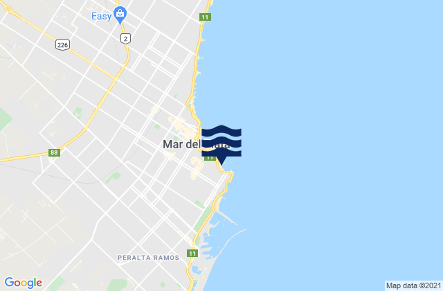 Mappa delle Getijden in Playa Varesse, Argentina