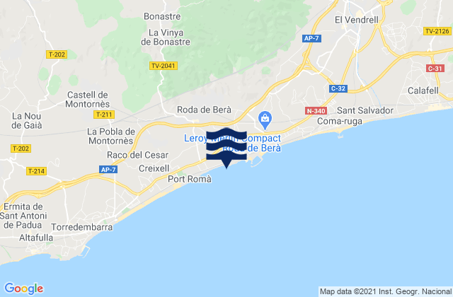 Mappa delle Getijden in Playa de Barra, Spain
