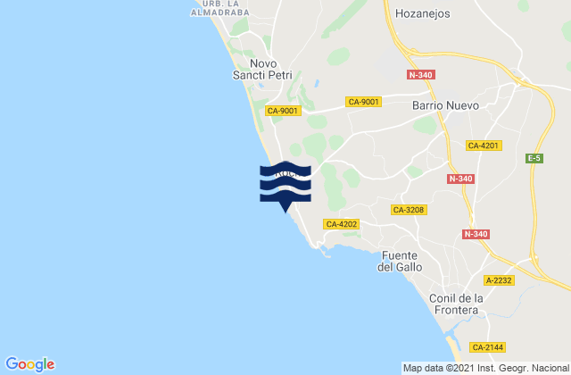 Mappa delle Getijden in Playa de Conil, Spain