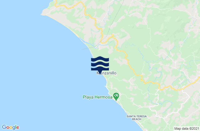Mappa delle Getijden in Playa de Manzanillo, Costa Rica