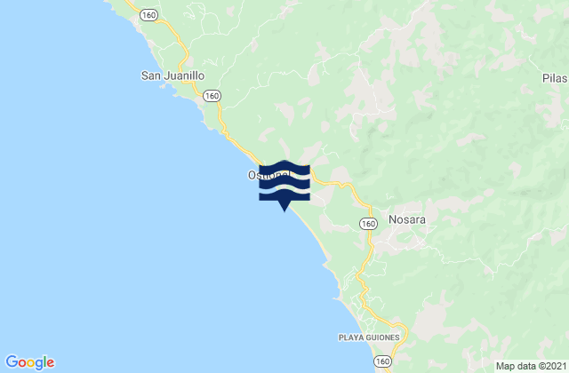 Mappa delle Getijden in Playa de Nosara, Costa Rica