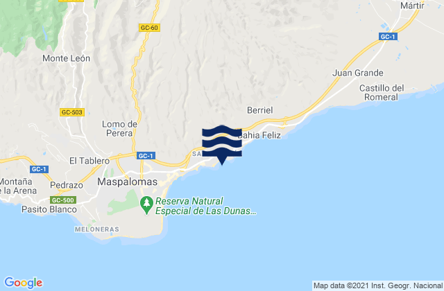 Mappa delle Getijden in Playa de San Agustín, Spain