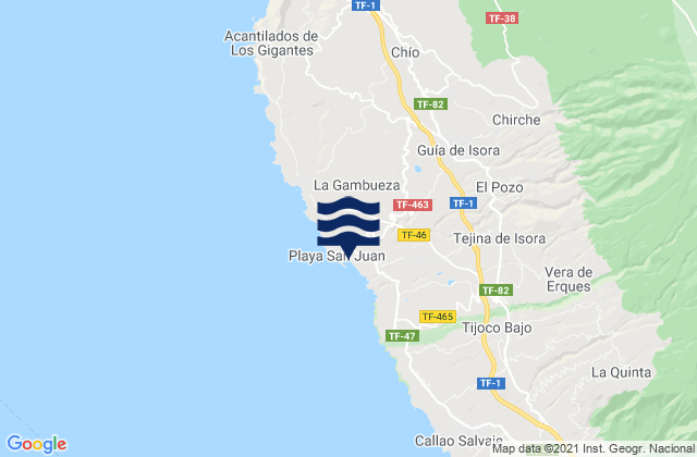 Mappa delle Getijden in Playa de San Juan, Spain