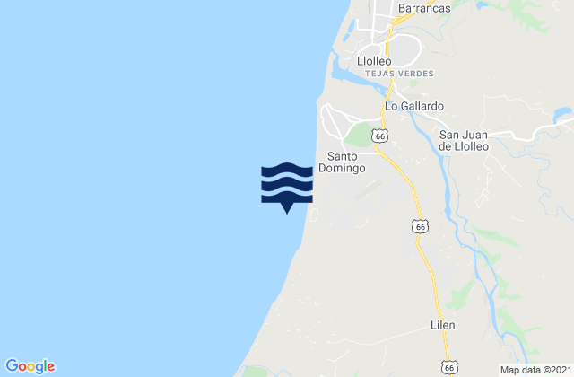 Mappa delle Getijden in Playa de Santo Domingo, Chile
