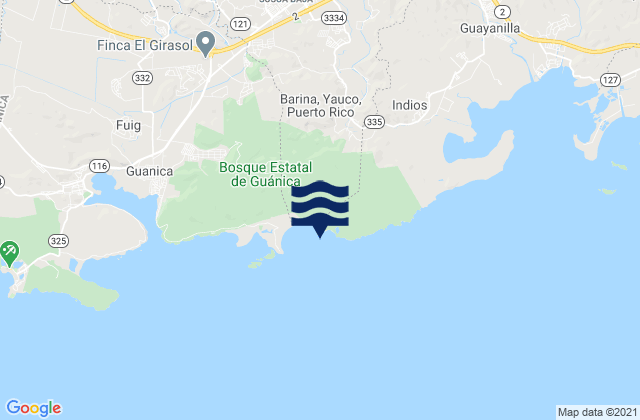 Mappa delle Getijden in Playa de Tamarindo, Puerto Rico